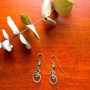 Silver swirly earrings with turquoise